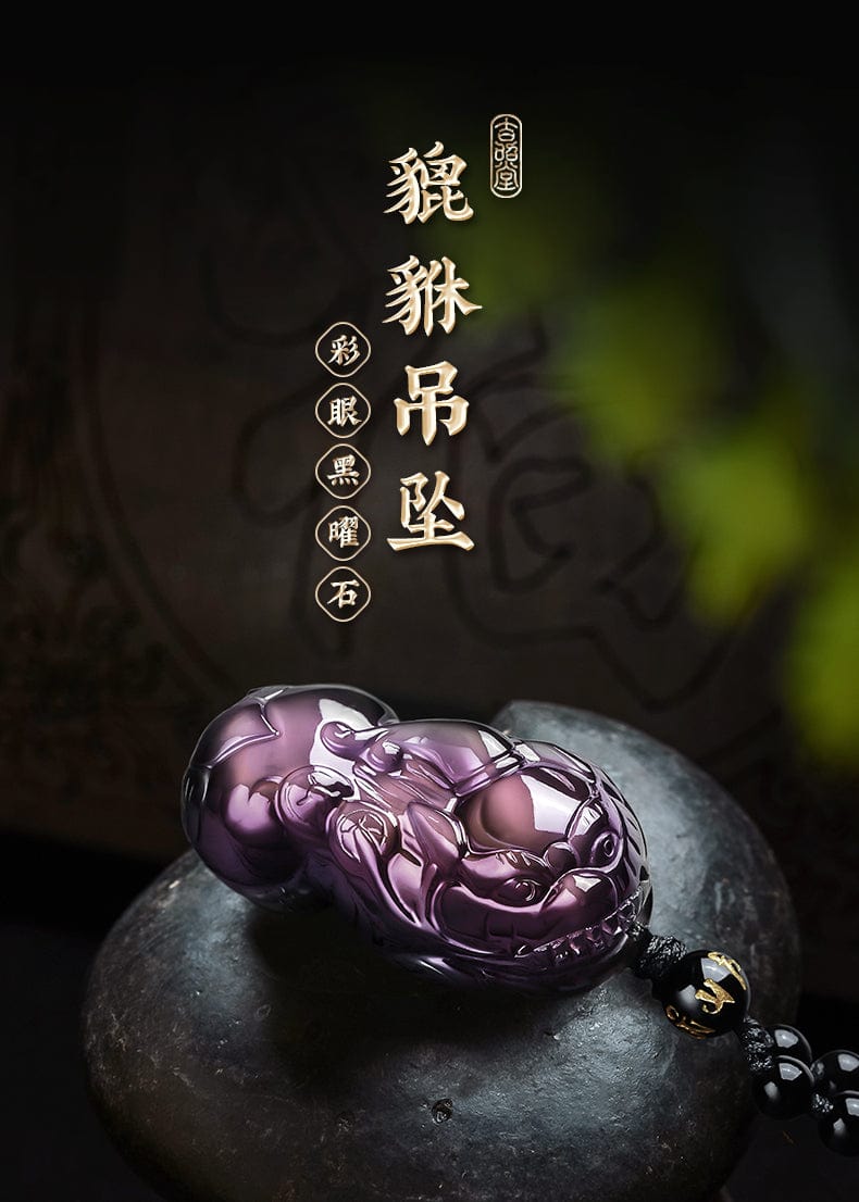 Rainbow Eye Obsidian Pixiu Pendant Men's Overlord Necklace Pendant Neck Ornament Gift Pichu Pixiu Single Pendant
