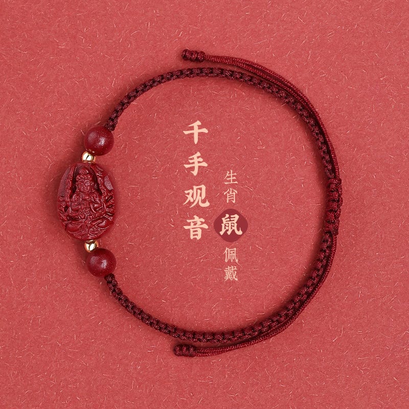 2023 Cinnabar Rabbit Red Hand Rope Red Rope Women's Bracelet Rabbit Year Men's Birth Buddha Manjusri Bodhisattva Samantabhadra Void Tibetan