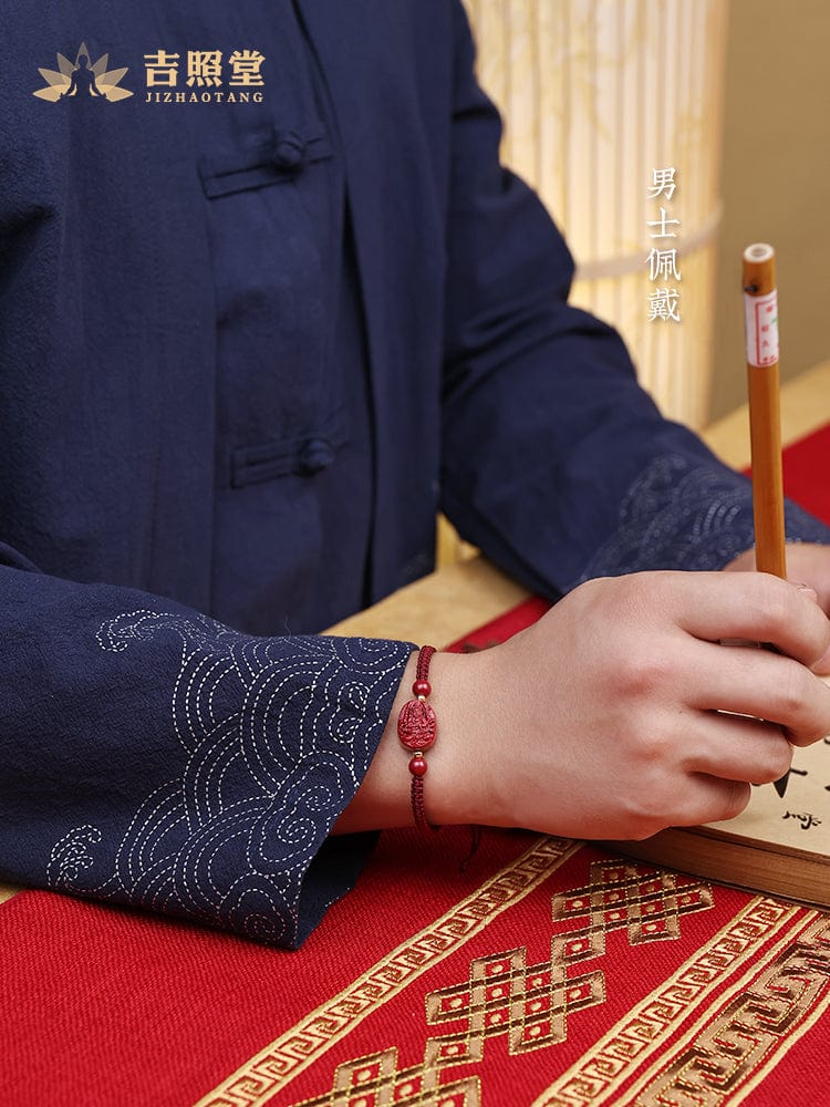 Ji Zhaotang cinnabar natal Buddha bracelet braided red hand rope men's Manjushri Bodhisattva Samantabhadra void Tibetan women's bracelets