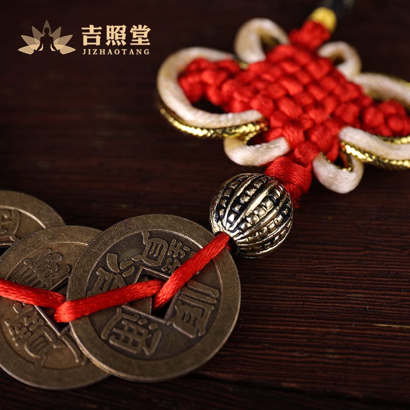 Five emperors' money door-to-door copper gourd cinnabar genuine pure copper ornaments home door copper money string pendant pressure threshold gift