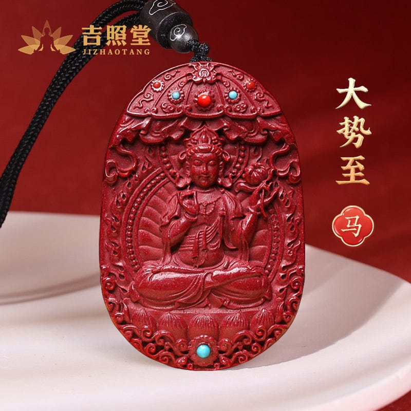 Cinnabar Benming Buddha Pendant Twelve Zodiac Manjushri Bodhisattva Samantabhadra Necklace Men's and Women's Emptiness Tibetan Gift Pendant