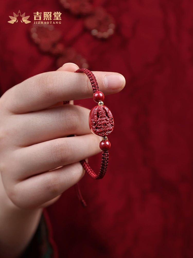 Ji Zhaotang cinnabar natal Buddha bracelet braided red hand rope men's Manjushri Bodhisattva Samantabhadra void Tibetan women's bracelets