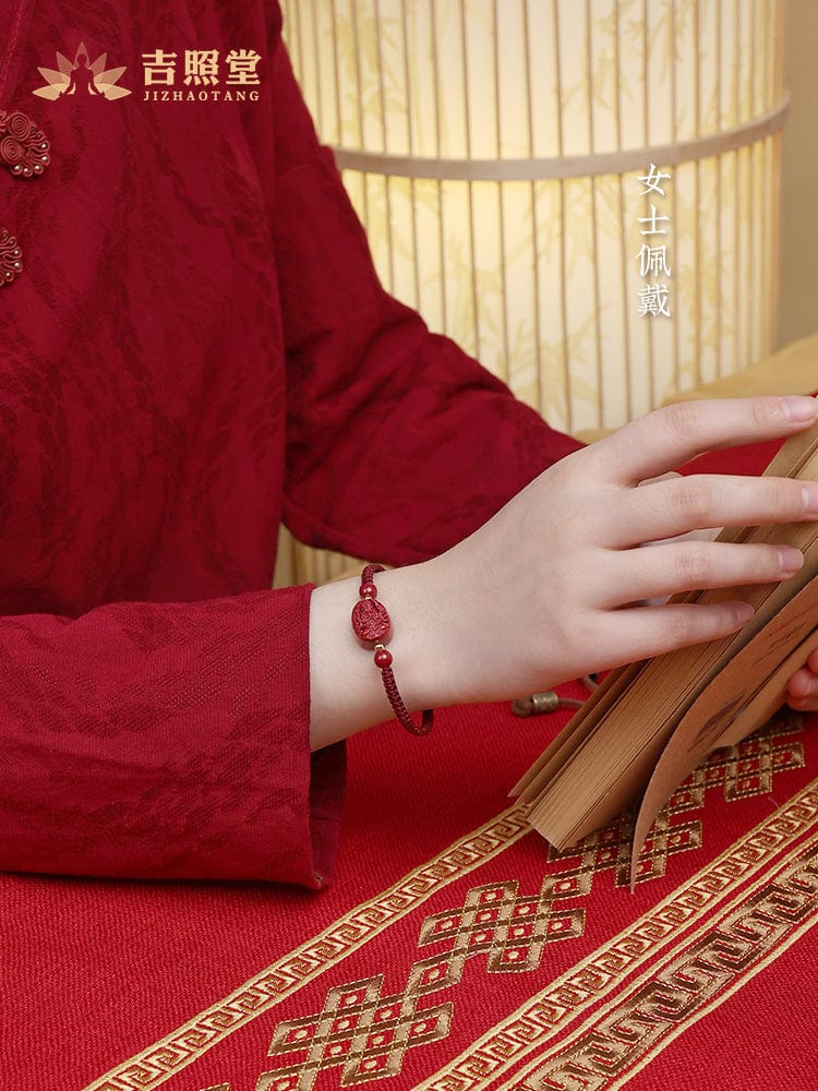 Ji Zhaotang cinnabar natal Buddha bracelet braided red hand rope men's Manjushri Bodhisattva Samantabhadra void Tibetan women's bracelets