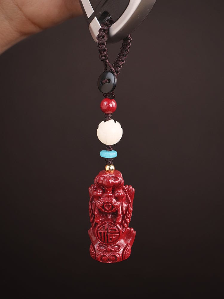 Ji Zhaotang cinnabar raw stone purple gold sand Pixiu key chain men's car key pendant chain women's bag accessories