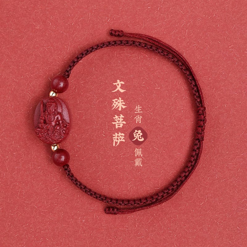 2023 Cinnabar Rabbit Red Hand Rope Red Rope Women's Bracelet Rabbit Year Men's Birth Buddha Manjusri Bodhisattva Samantabhadra Void Tibetan