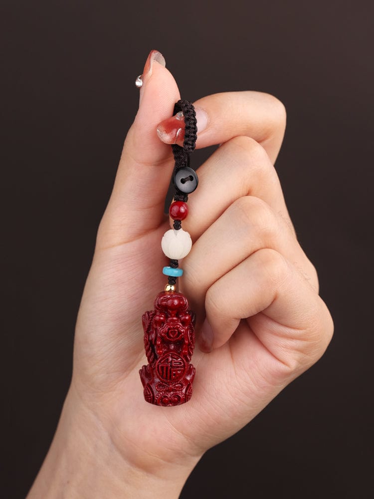 Ji Zhaotang cinnabar raw stone purple gold sand Pixiu key chain men's car key pendant chain women's bag accessories