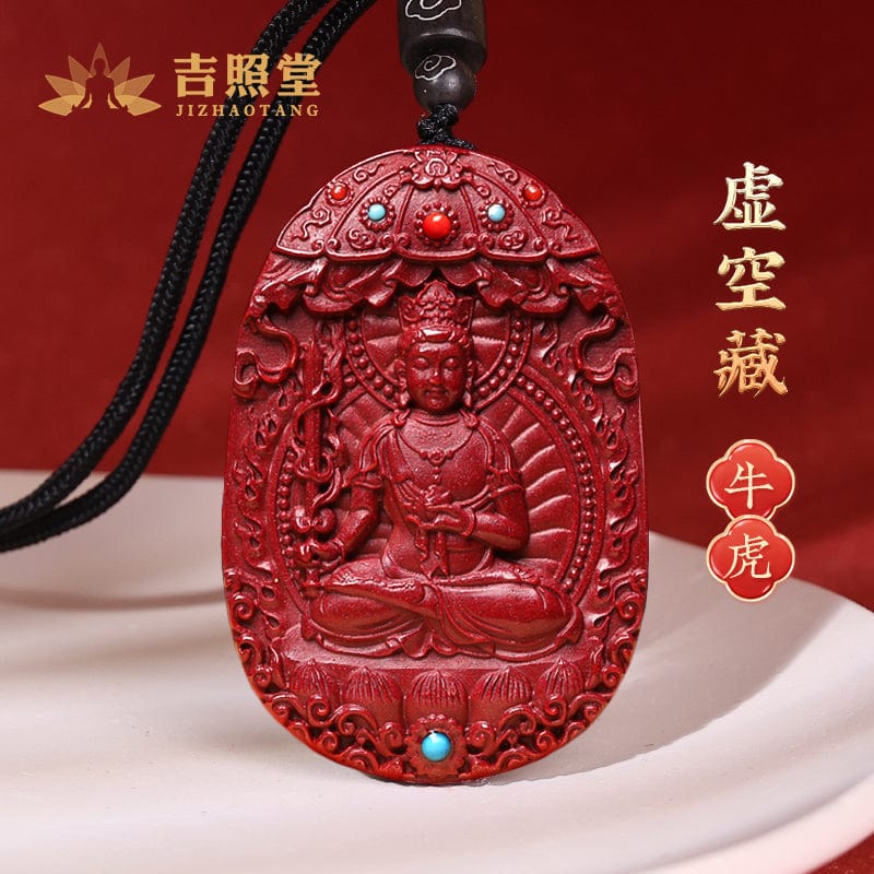 Cinnabar Benming Buddha Pendant Twelve Zodiac Manjushri Bodhisattva Samantabhadra Necklace Men's and Women's Emptiness Tibetan Gift Pendant