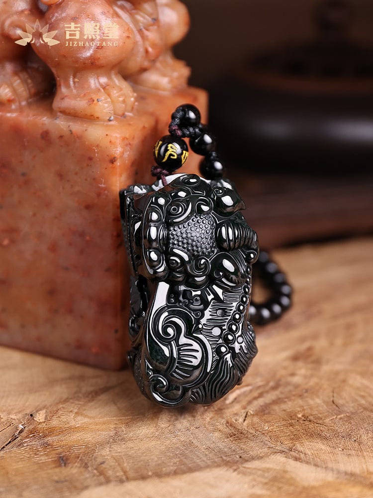 Jizhaotang Ink Jade Pixiu Pendant Necklace Men's Necklace Women's Jade Pendant Piqiu Single Pendant Pixiu Overlord