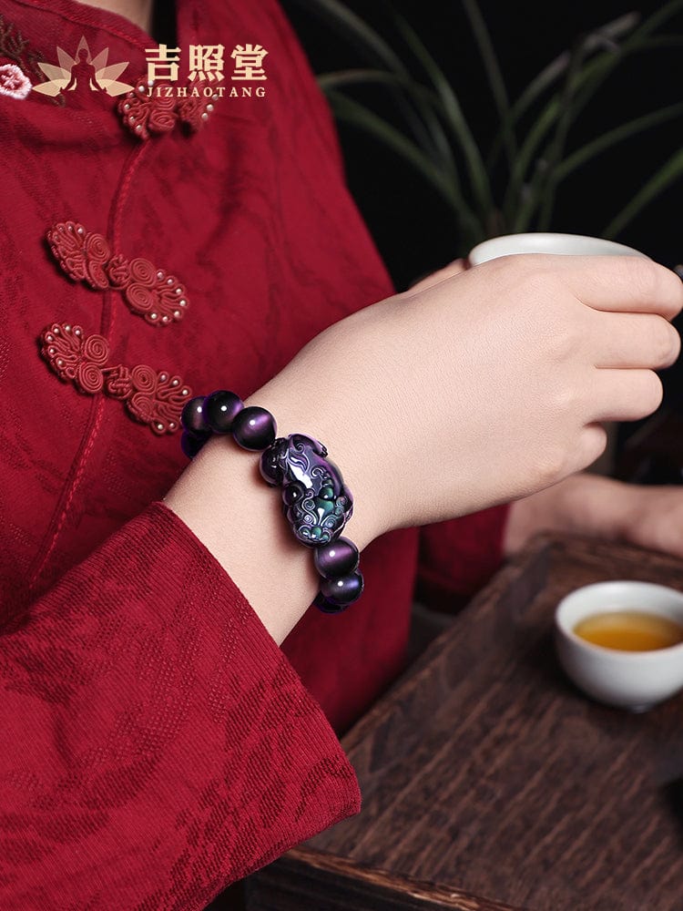 Ji Zhaotang Rainbow Eye Pixiu Bracelet Obsidian Bracelet Ladies Beaded Men's Jade Couple Bracelet Pichu