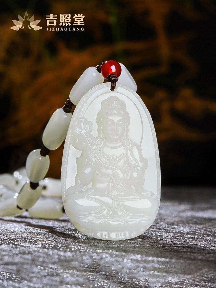 Hetian jade natal Buddha pendant thousand-handed Avalokitesvara necklace men and women Manjushri Bodhisattva Samantabhadra Samantabhadra void Tibetan jewelry gift