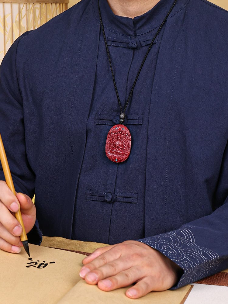 Cinnabar Benming Buddha Pendant Twelve Zodiac Manjushri Bodhisattva Samantabhadra Necklace Men's and Women's Emptiness Tibetan Gift Pendant