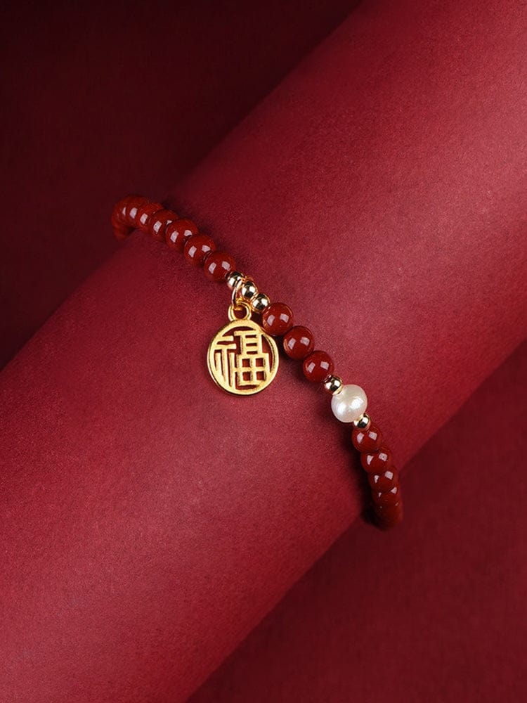Cinnabar hand string pearl Xiaofu brand bracelet women's pure natural super pure raw ore purple gold sand male emperor real product