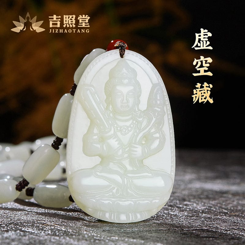 Hetian jade natal Buddha pendant thousand-handed Avalokitesvara necklace men and women Manjushri Bodhisattva Samantabhadra Samantabhadra void Tibetan jewelry gift