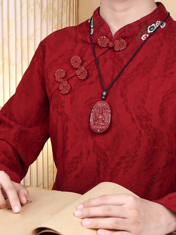 Cinnabar Benming Buddha Pendant Twelve Zodiac Manjushri Bodhisattva Samantabhadra Necklace Men's and Women's Emptiness Tibetan Gift Pendant