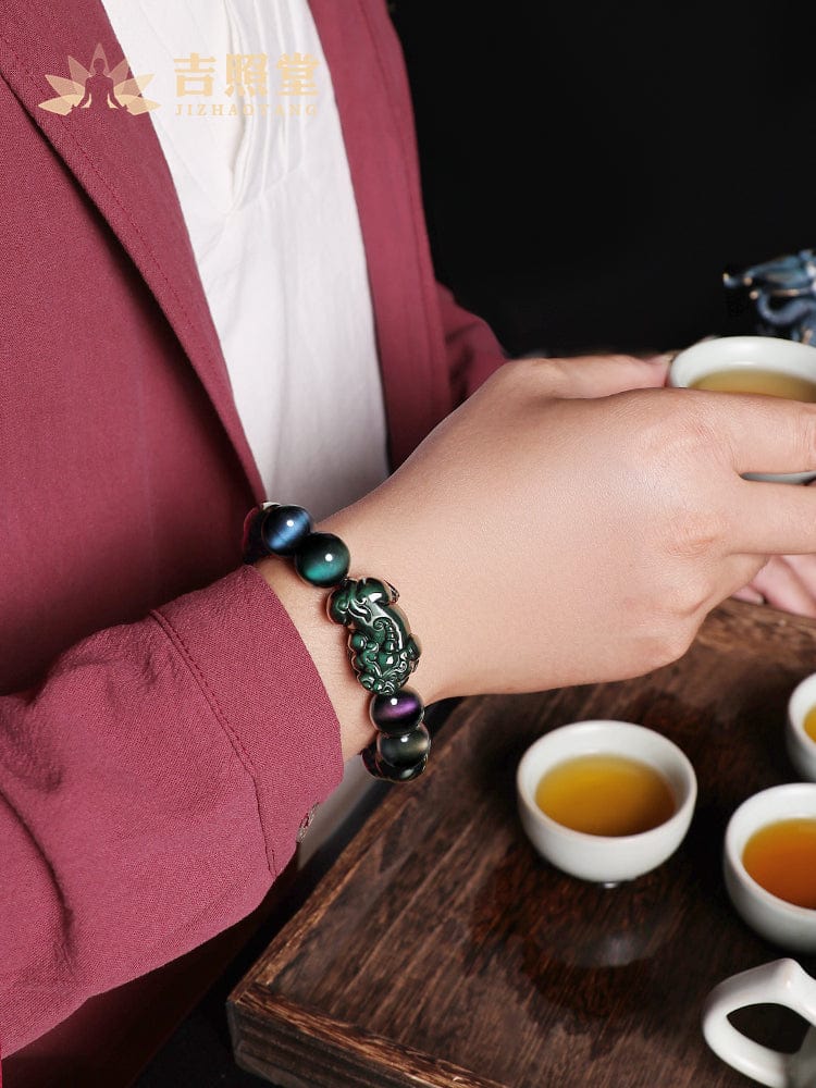 Ji Zhaotang Rainbow Eye Pixiu Bracelet Obsidian Bracelet Ladies Beaded Men's Jade Couple Bracelet Pichu