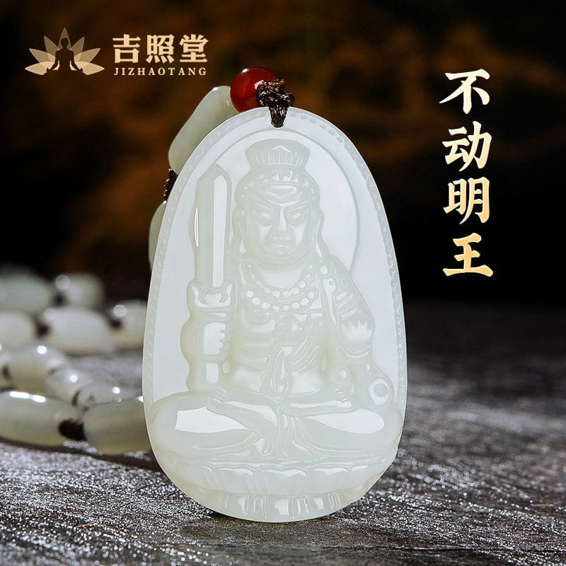 Hetian jade natal Buddha pendant thousand-handed Avalokitesvara necklace men and women Manjushri Bodhisattva Samantabhadra Samantabhadra void Tibetan jewelry gift