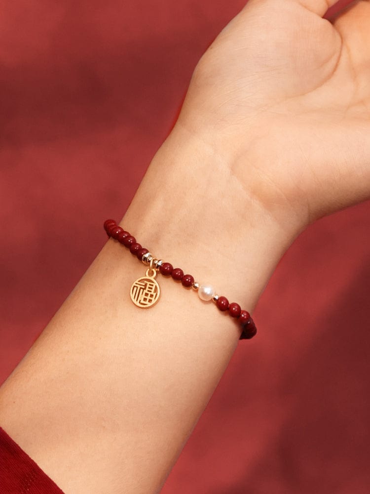 Cinnabar hand string pearl Xiaofu brand bracelet women's pure natural super pure raw ore purple gold sand male emperor real product