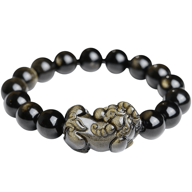 Obsidian Pixiu Bracelet Men's and Women's Pichu Gold Obsidian Bracelets Gifts for Boys Jade Beaded Bracelets