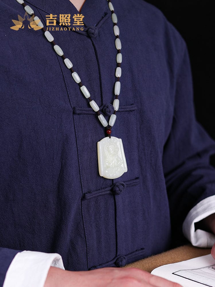 Hetian jade natal Buddha pendant thousand-handed Avalokitesvara Samantabhadra necklace male and female models couple gift Manjusri Bodhisattva void possession