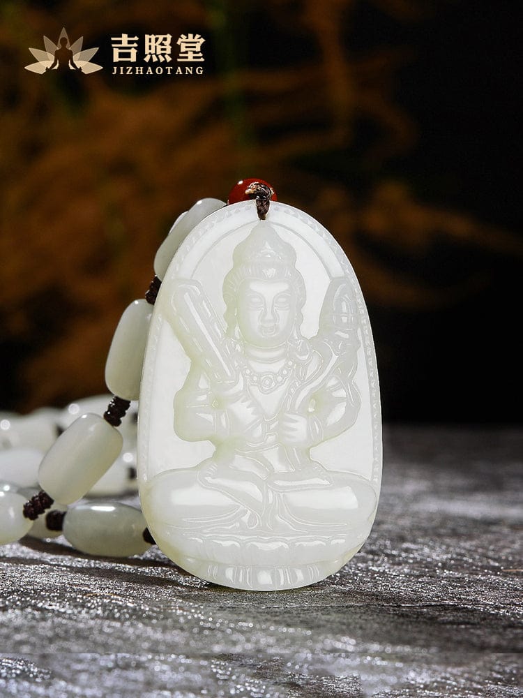 Hetian jade natal Buddha pendant thousand-handed Avalokitesvara necklace men and women Manjushri Bodhisattva Samantabhadra Samantabhadra void Tibetan jewelry gift