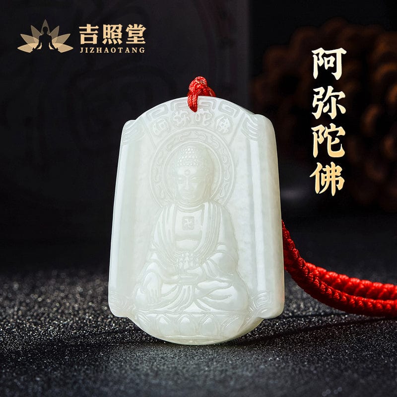 Hetian jade natal Buddha pendant thousand-handed Avalokitesvara Samantabhadra necklace male and female models couple gift Manjusri Bodhisattva void possession