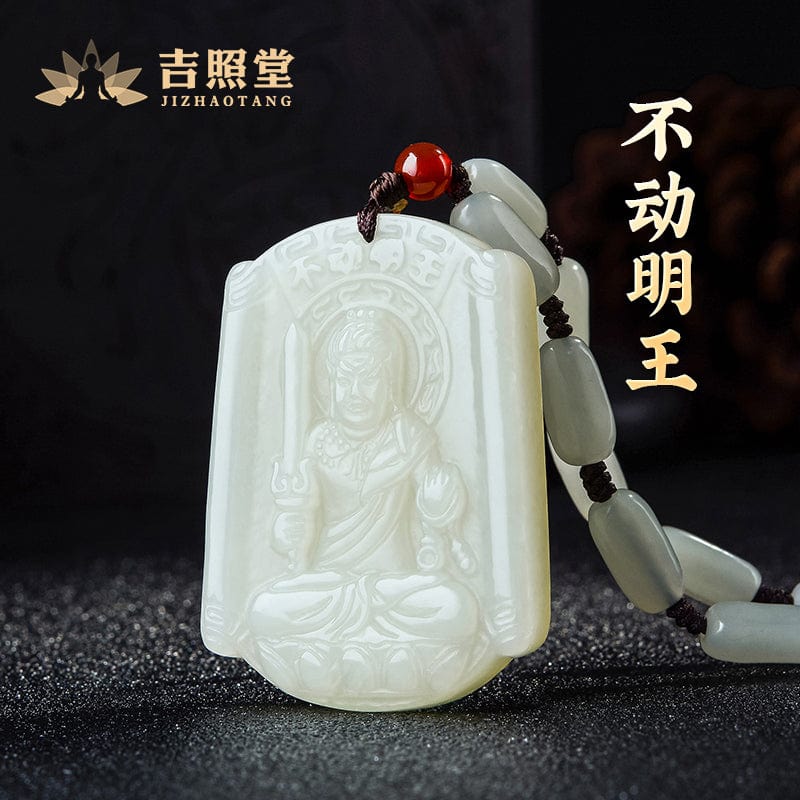 Hetian jade natal Buddha pendant thousand-handed Avalokitesvara Samantabhadra necklace male and female models couple gift Manjusri Bodhisattva void possession 