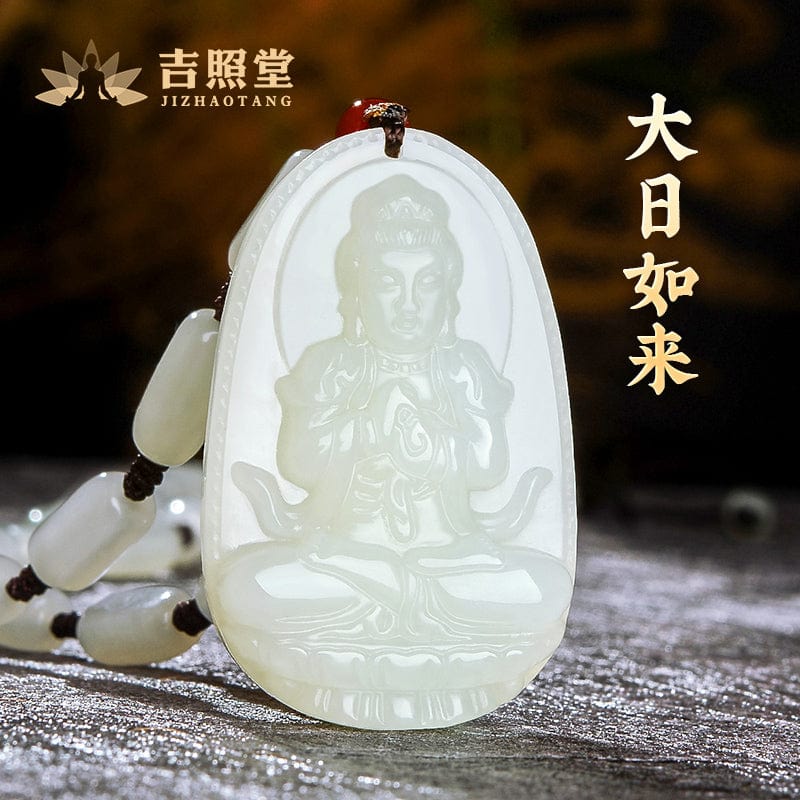 Hetian jade natal Buddha pendant thousand-handed Avalokitesvara necklace men and women Manjushri Bodhisattva Samantabhadra Samantabhadra void Tibetan jewelry gift 