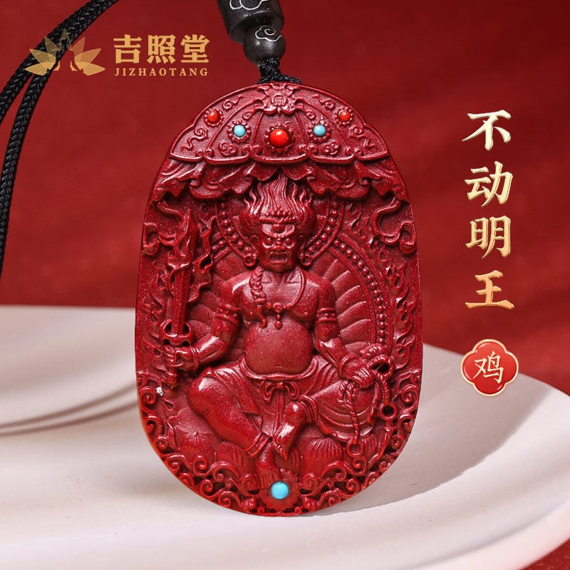 Cinnabar Benming Buddha Pendant Twelve Zodiac Manjushri Bodhisattva Samantabhadra Necklace Men's and Women's Emptiness Tibetan Gift Pendant 