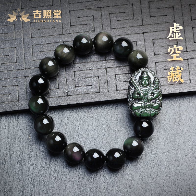 Rainbow Eye Birth Buddha Bracelet Natural Obsidian Manjusri Bodhisattva Twelve Zodiac Men's Samantabhadra Bracelet Void Tibetan 