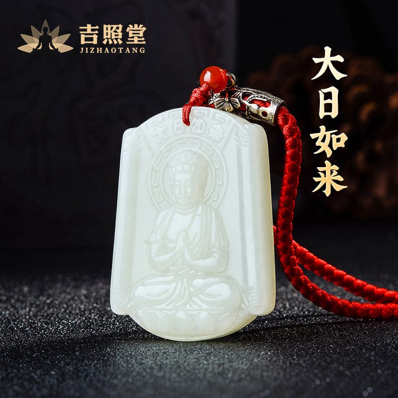 Hetian jade natal Buddha pendant thousand-handed Avalokitesvara Samantabhadra necklace male and female models couple gift Manjusri Bodhisattva void possession 