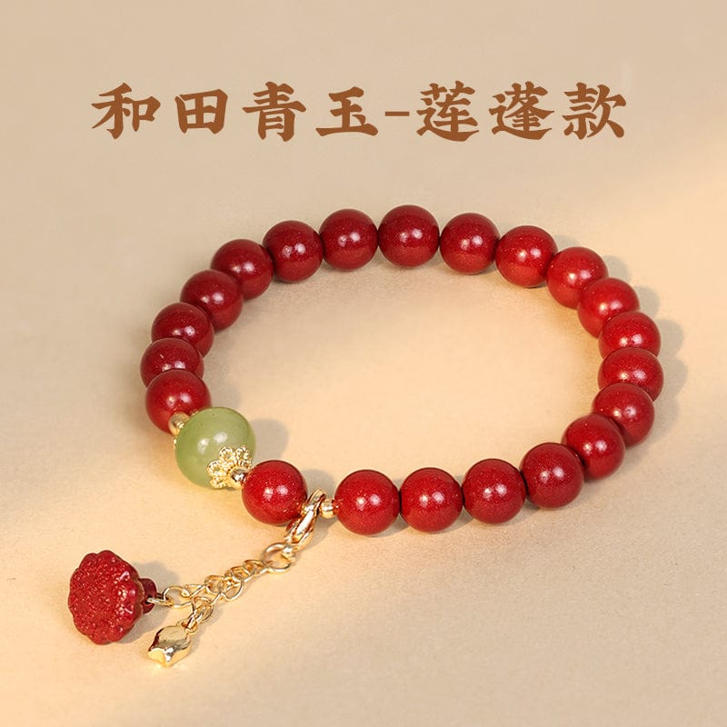 Cinnabar bracelet Fu brand lotus gourd red natural purple gold sand bracelet ladies original ore pure female original ore authentic 