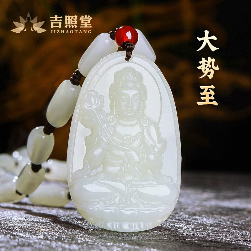 Hetian jade natal Buddha pendant thousand-handed Avalokitesvara necklace men and women Manjushri Bodhisattva Samantabhadra Samantabhadra void Tibetan jewelry gift 