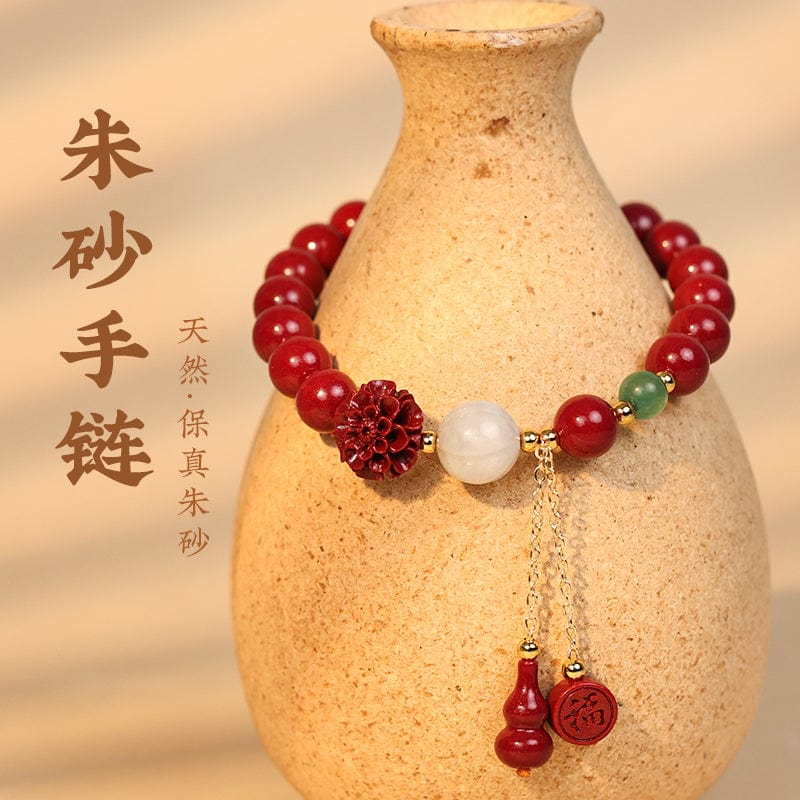 Cinnabar bracelet Fu brand lotus gourd red natural purple gold sand bracelet ladies original ore pure female original ore authentic 