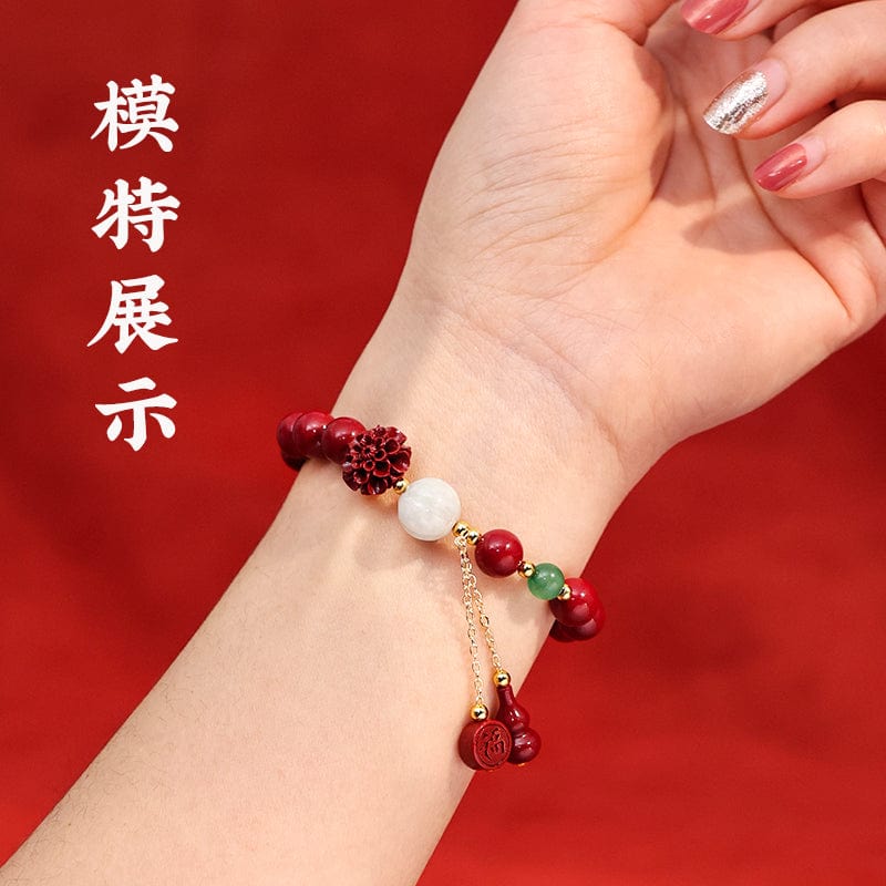 Cinnabar bracelet Fu brand lotus gourd red natural purple gold sand bracelet ladies original ore pure female original ore authentic 