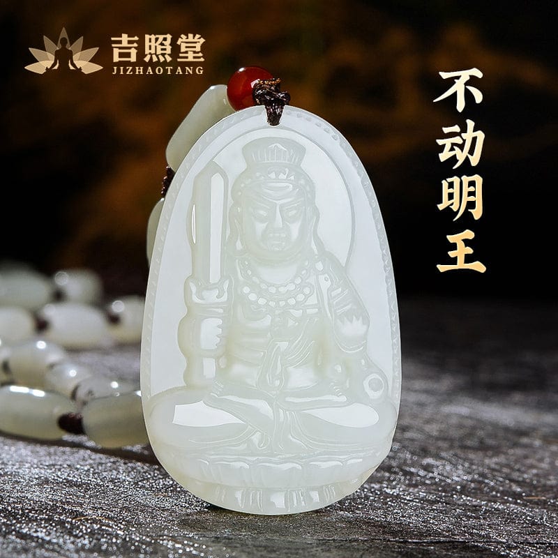 Hetian jade natal Buddha pendant thousand-handed Avalokitesvara necklace men and women Manjushri Bodhisattva Samantabhadra Samantabhadra void Tibetan jewelry gift 