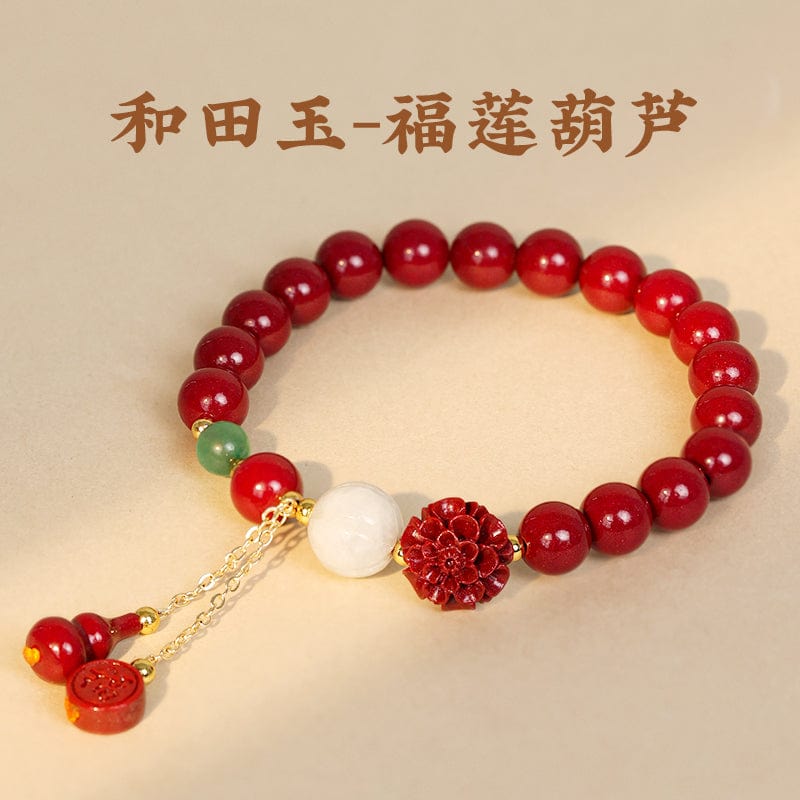 Cinnabar bracelet Fu brand lotus gourd red natural purple gold sand bracelet ladies original ore pure female original ore authentic 