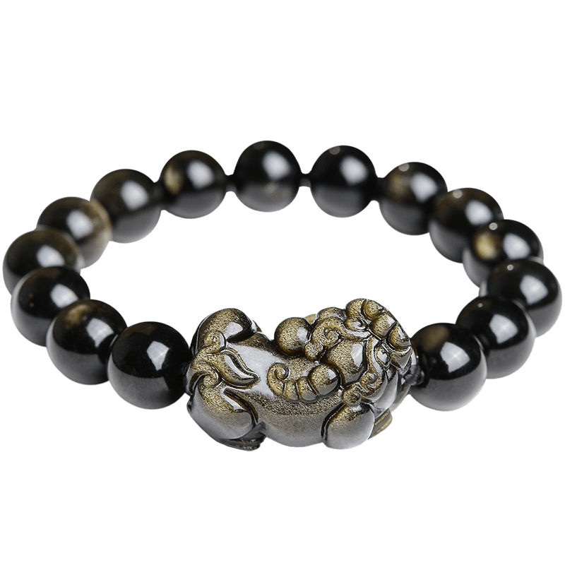 Obsidian Pixiu Bracelet Men's and Women's Pichu Gold Obsidian Bracelets Gifts for Boys Jade Beaded Bracelets 