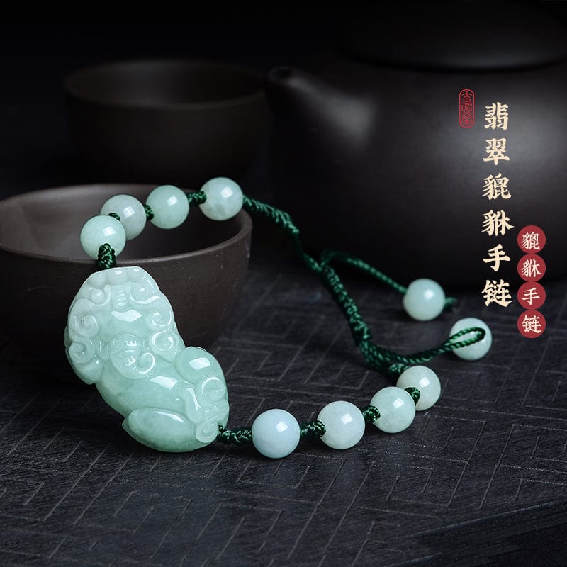 Obsidian Pixiu Bracelet for Men and Women Pixiu Bracelet Gold Obsidian Jade Piqiu Couple Natural Hetian Jade Pixiu 