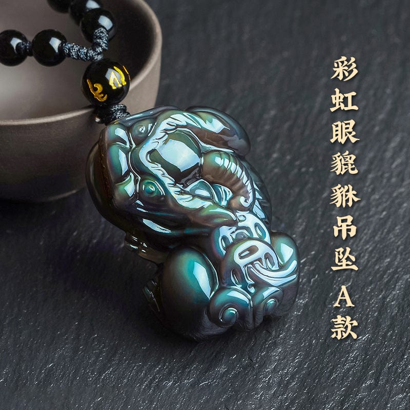 Rainbow Eye Obsidian Pixiu Pendant Pixiu Overlord Pixiu Necklace Pendant Pichu Pendant Couple Men and Women 